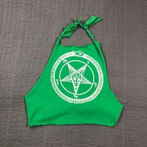 Dark Arts Halter Top Women Medium Green Satan Graphic Witchcraft Festival Occult